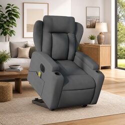 Grey Fabric Electric Massage Recliner Chair with Lift