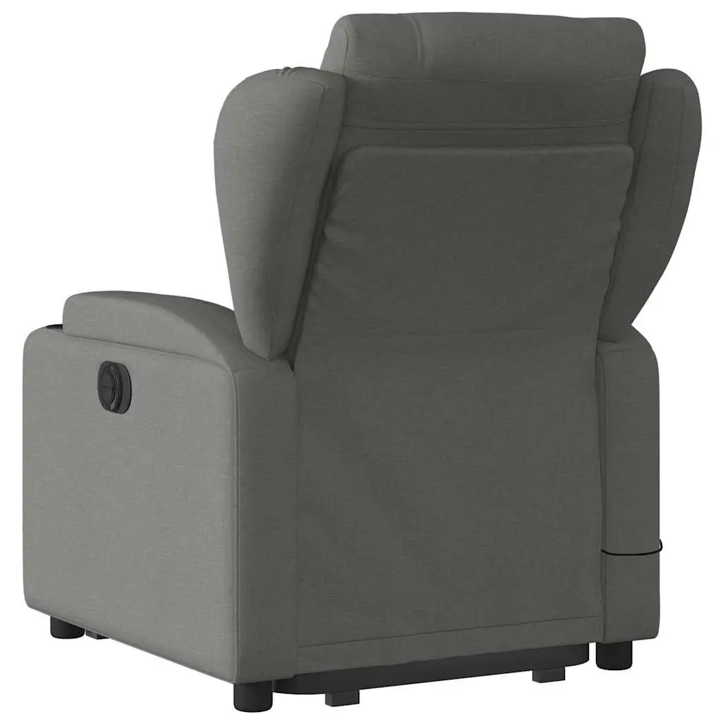 Electric Massage Chair Grey Fabric Recliner Lift Armchair