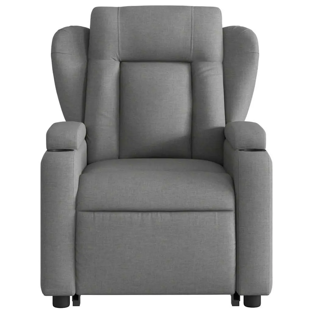 Electric Massage Chair Grey Fabric Recliner Lift Armchair