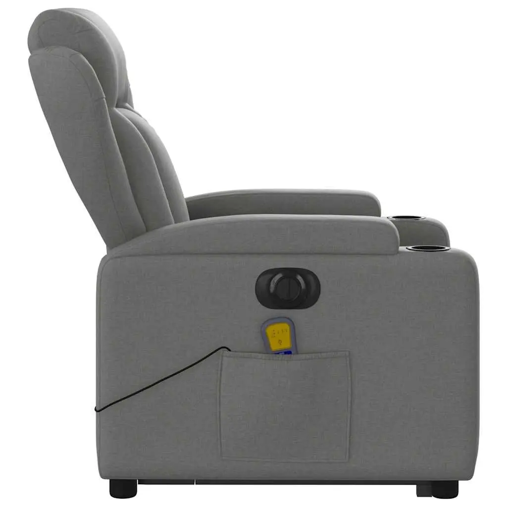 Electric Massage Chair Grey Fabric Recliner Lift Armchair