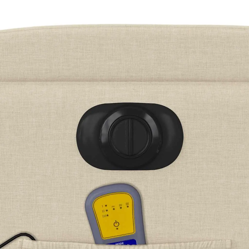 Electric Massage Recliner Chair Cream Fabric Lift Recline 135 Degrees