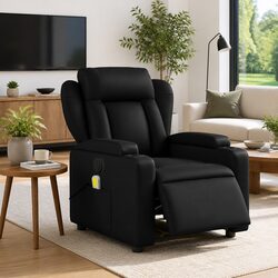 Black Faux Leather Electric Massage Recliner Chair