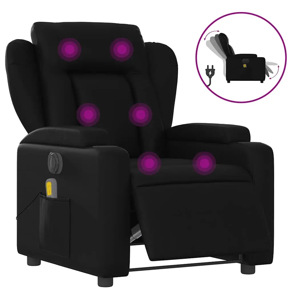 Electric Massage Recliner Chair Black Faux Leather 135 Degrees Electric Reclining Vibration Massage