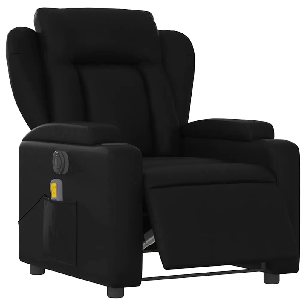 Electric Massage Recliner Chair Black Faux Leather 135 Degrees Electric Reclining Vibration Massage