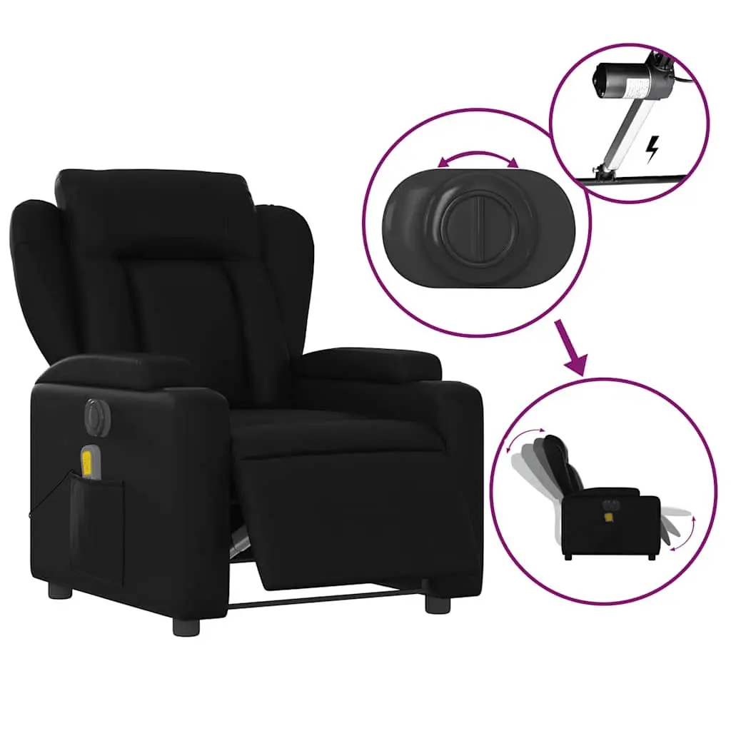 Electric Massage Recliner Chair Black Faux Leather 135 Degrees Electric Reclining Vibration Massage