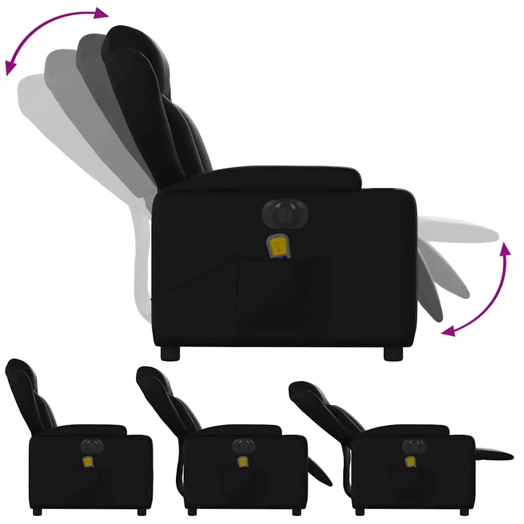 Electric Massage Recliner Chair Black Faux Leather 135 Degrees Electric Reclining Vibration Massage