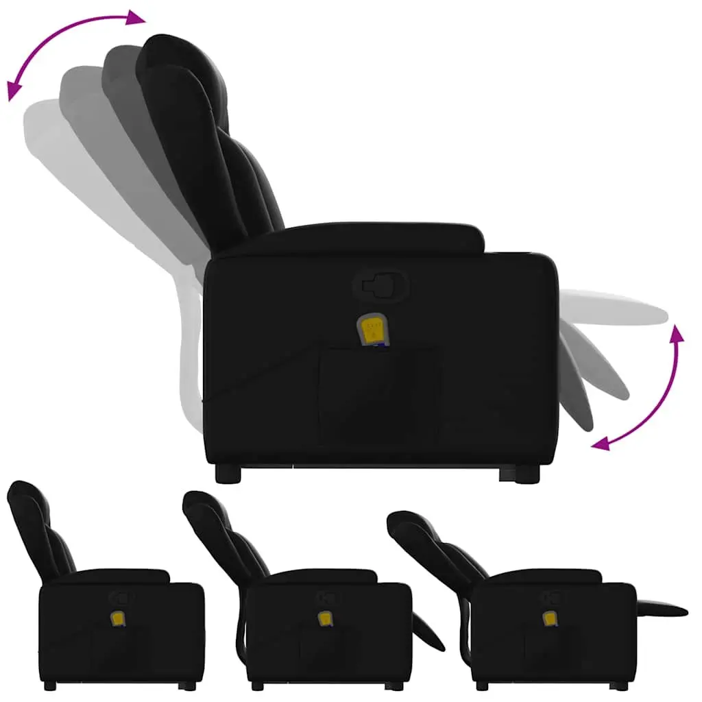 Stand Up Massage Recliner Chair Black Faux Leather Power Lift Armchair Elderly
