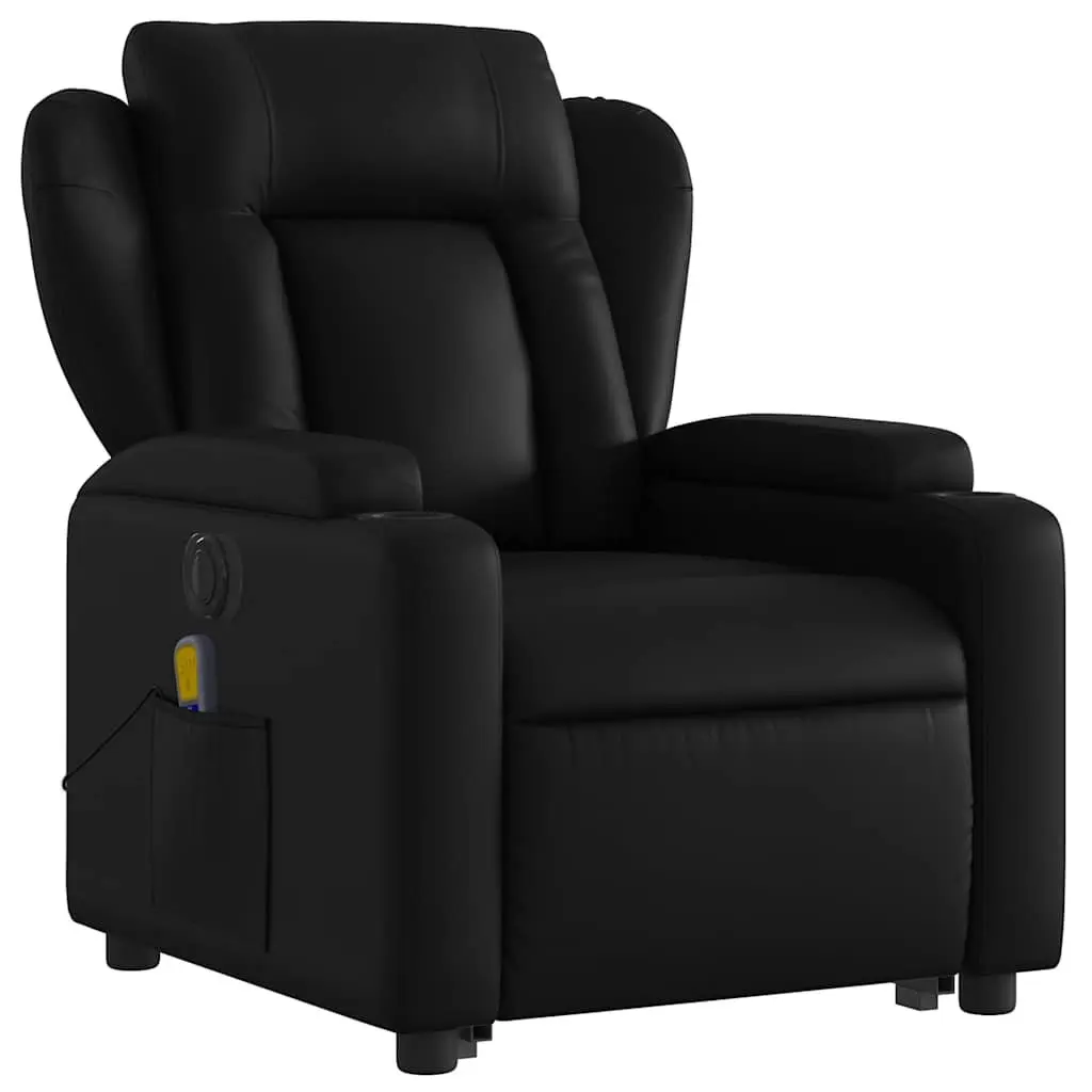 Electric Massage Chair Recliner Black Faux Leather 135 Degrees Power Lift Function