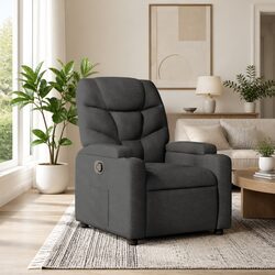 Comfortable Manual Reclining Grey Fabric Armchair