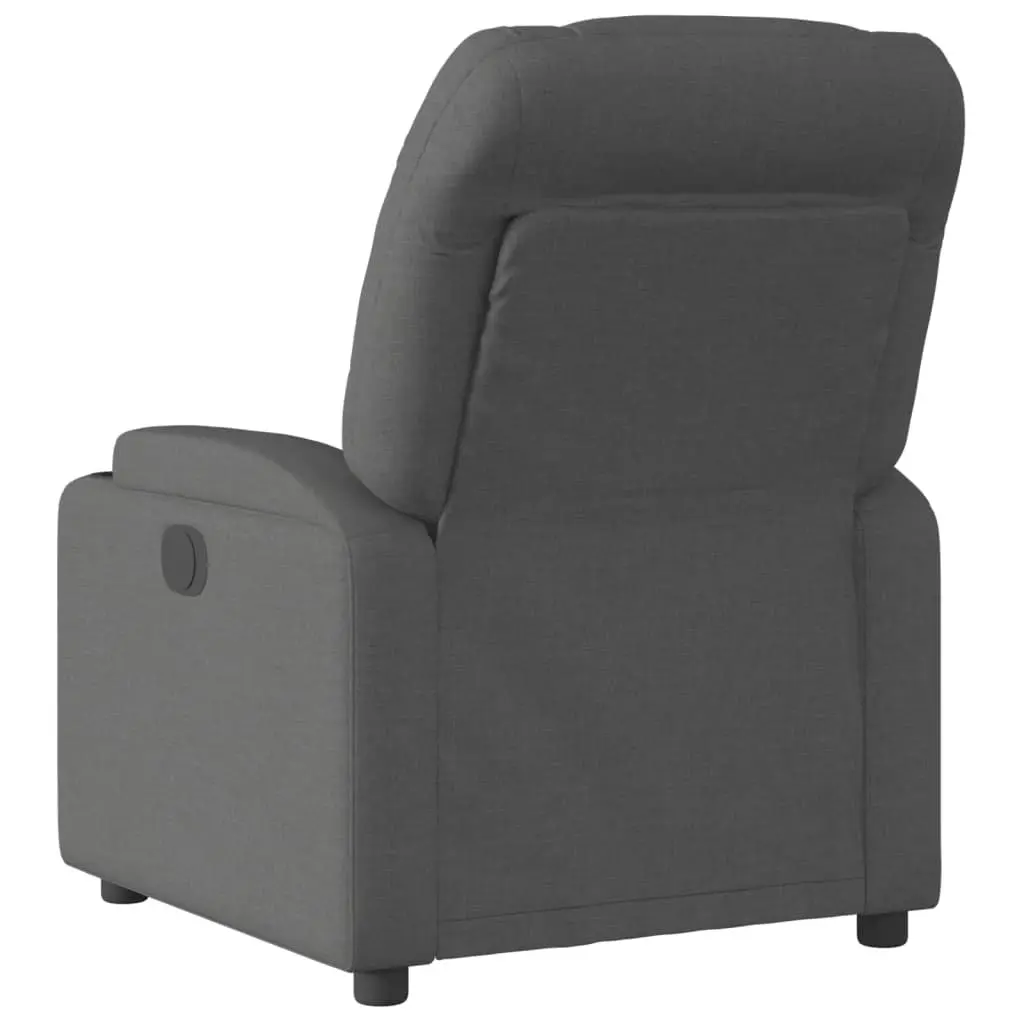 Manual Recliner Armchair Grey Fabric with Adjustable Backrest Footrest Cup Holders