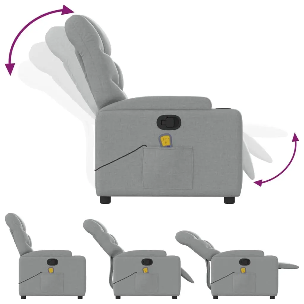 Grey Fabric Massage Recliner Chair