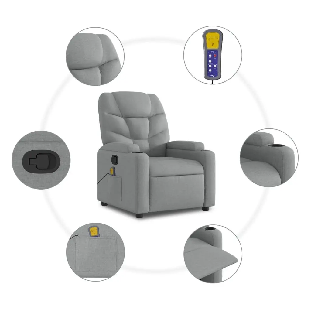 Grey Fabric Massage Recliner Chair