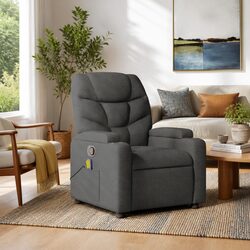 Grey Fabric Massage Recliner Chair with Manual Recline