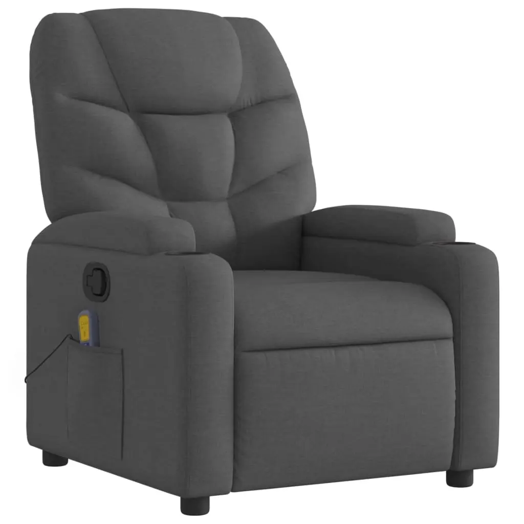 Massage Recliner Chair Grey Fabric Manual Recline Vibration 6 Points Armchair