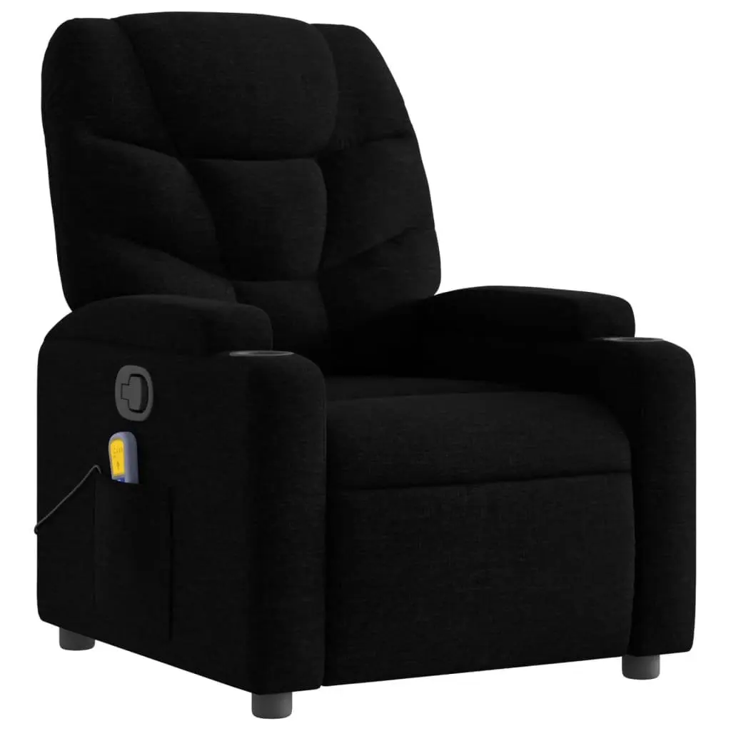 Massage Recliner Chair Black Fabric Manual Recline Vibration Armchair
