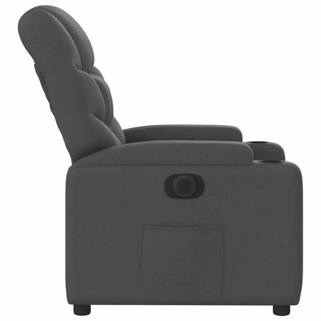 Electric Recliner Chair Grey Fabric Adjustable Footrest Backrest