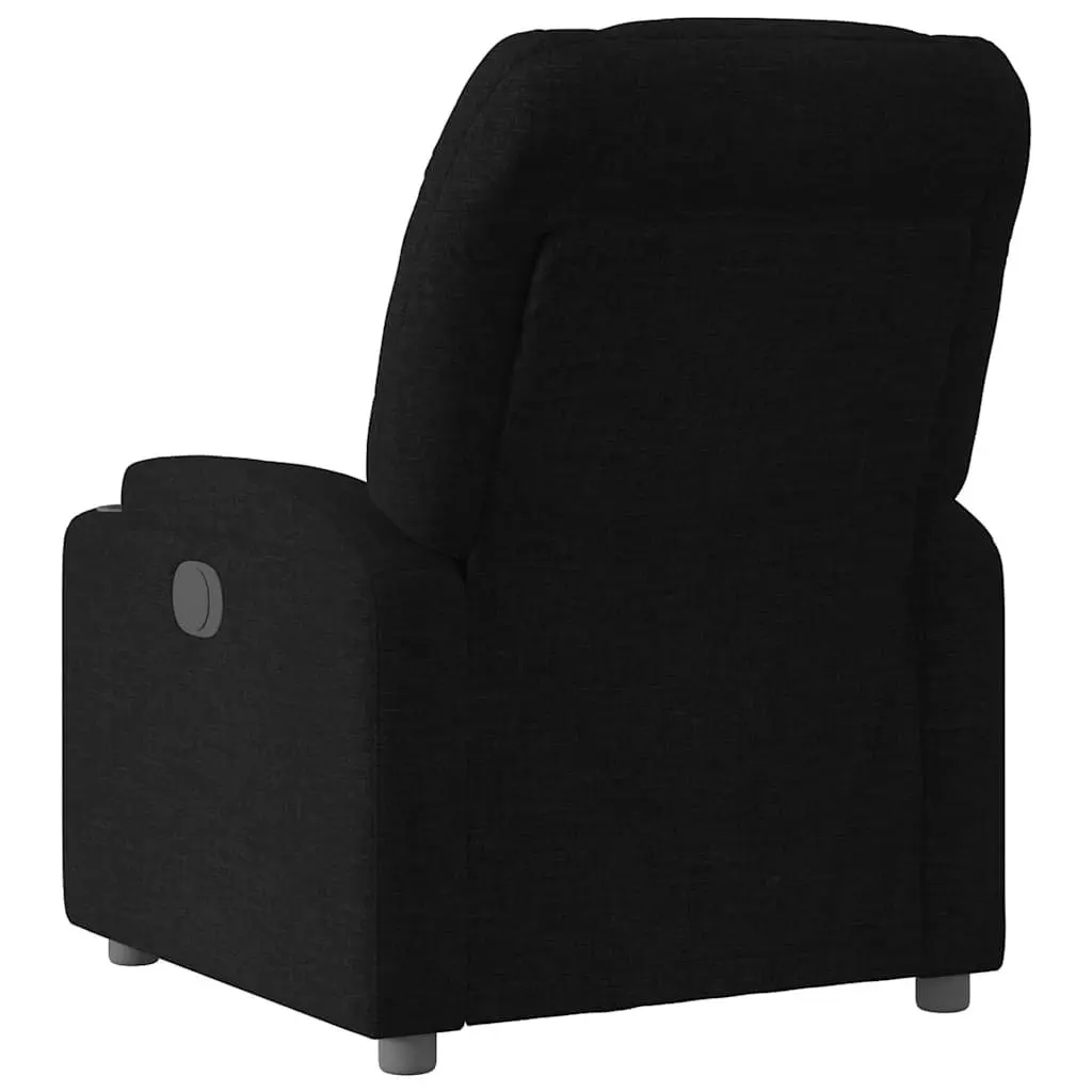 Electric Recliner Chair Black Fabric with Cup Holders and Footrest