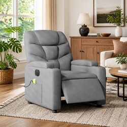 Grey Fabric Electric Massage Recliner Chair