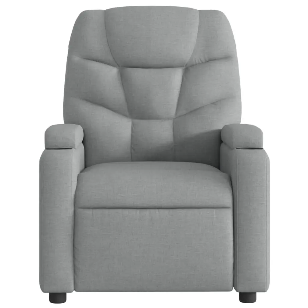 Electric Massage Recliner Chair Grey Fabric 135 Degrees Wood and Metal Frame