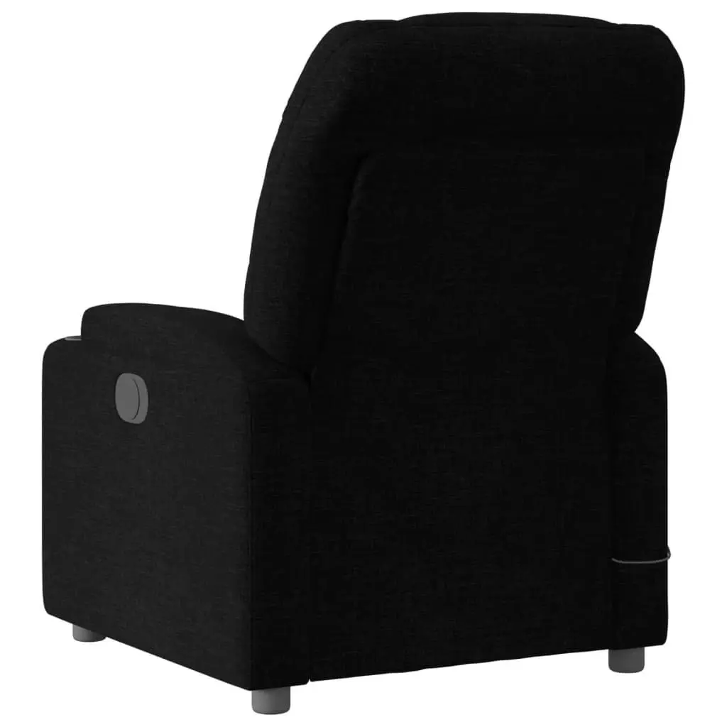 Electric Massage Recliner Chair Black Fabric 135 Degrees Upholstered Armchair