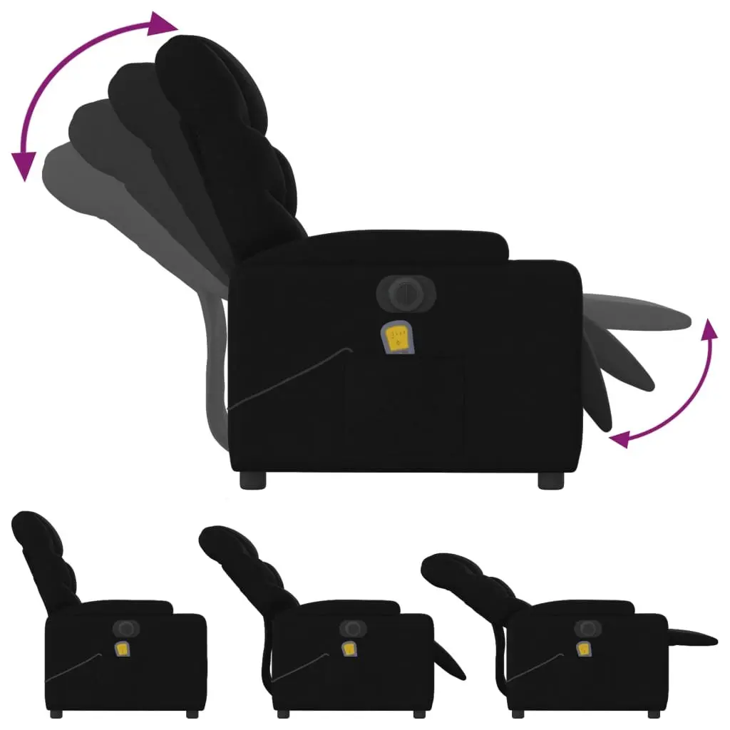 Electric Massage Recliner Chair Black Fabric 135 Degrees Upholstered Armchair