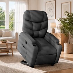 Electric Power Lift Recliner Chair in Grey Fabric