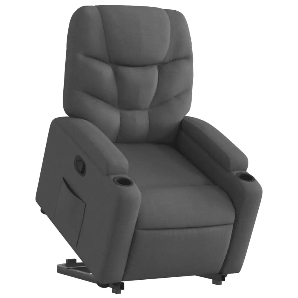 Stand Up Recliner Chair Power Lift Electric Motor Grey Fabric Armchair Elderly