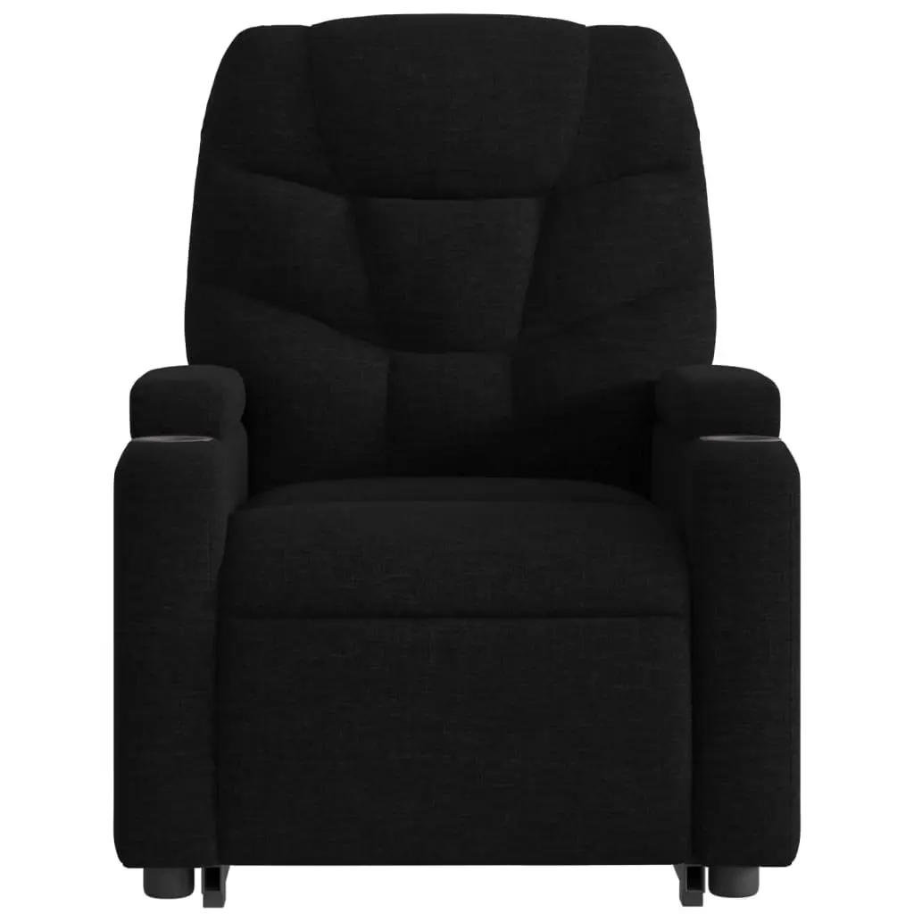 Stand Up Recliner Chair Black Fabric Electric Power Lift Manual Recline