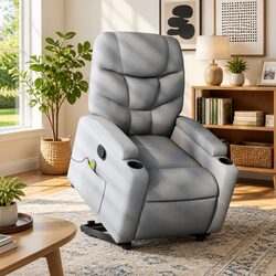 Comforting Grey Fabric Electric Power Lift Recliner