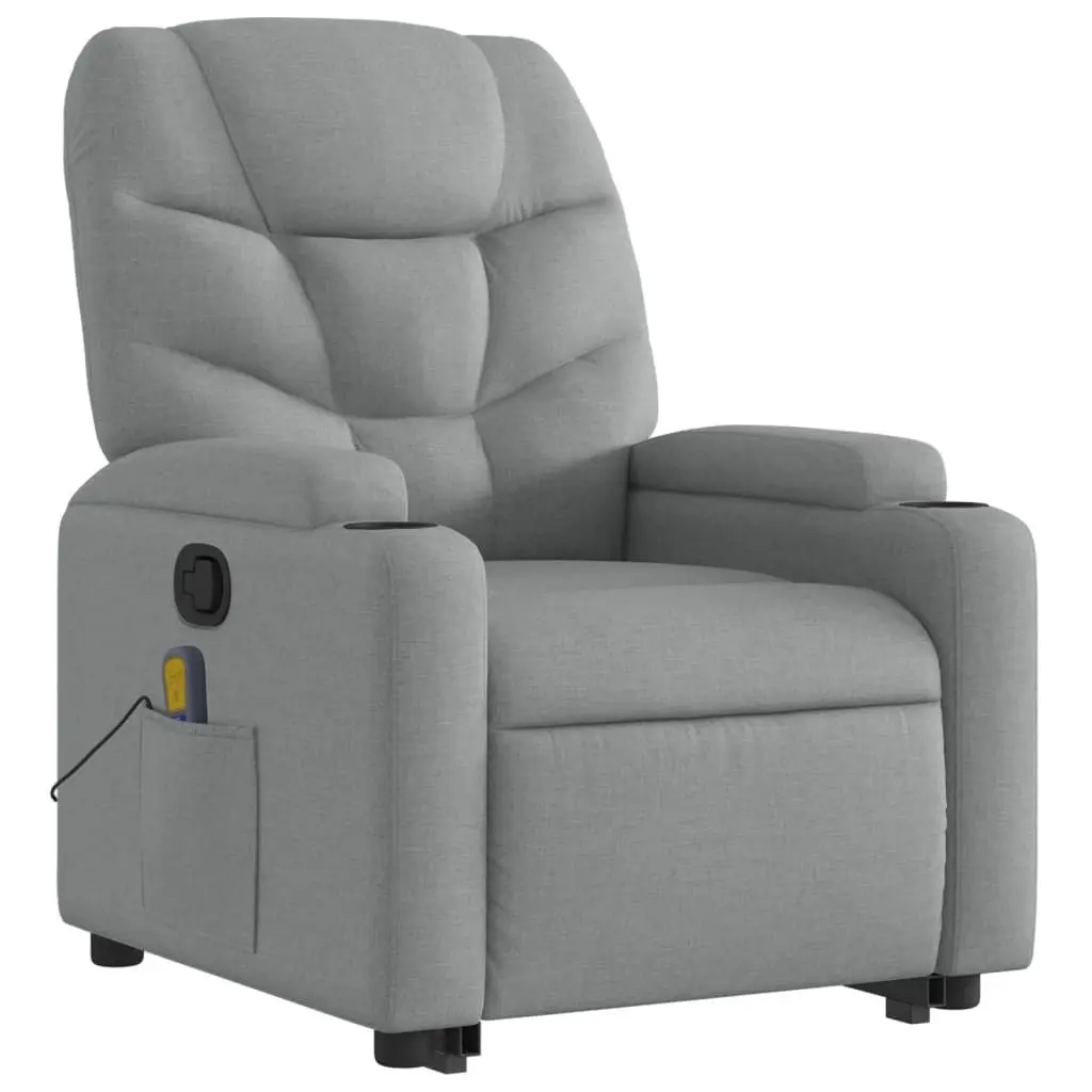 Electric Massage Recliner Chair Grey Fabric Power Lift Manual Reclining 135 Degrees