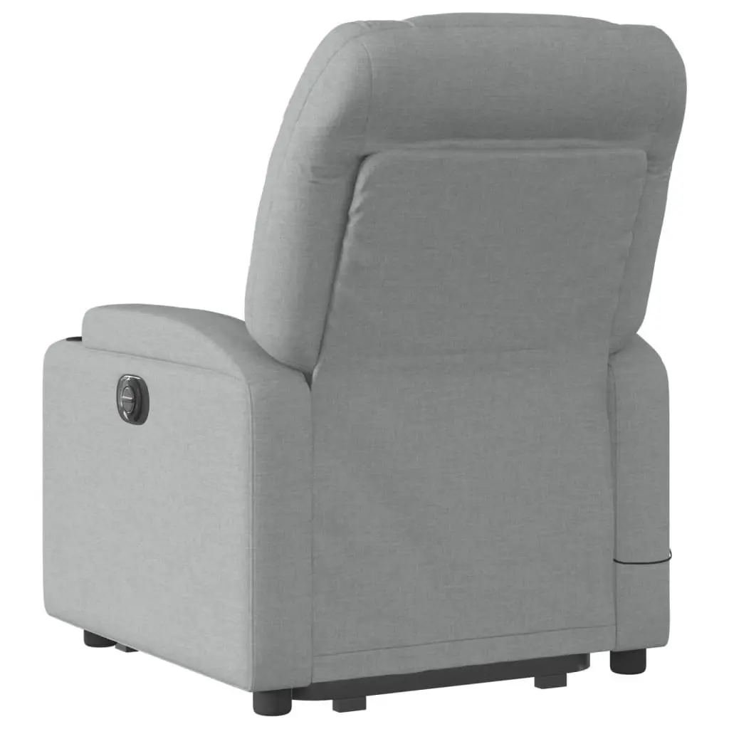 Electric Massage Recliner Chair Grey Fabric Power Lift Manual Reclining 135 Degrees