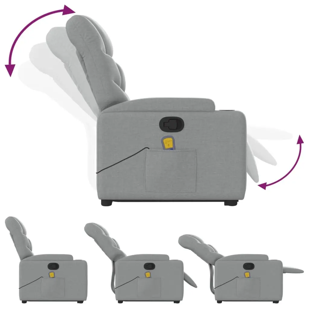 Electric Massage Recliner Chair Grey Fabric Power Lift Manual Reclining 135 Degrees