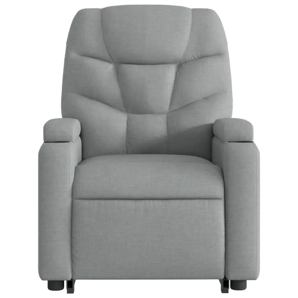 Electric Massage Recliner Chair Grey Fabric Power Lift Manual Reclining 135 Degrees