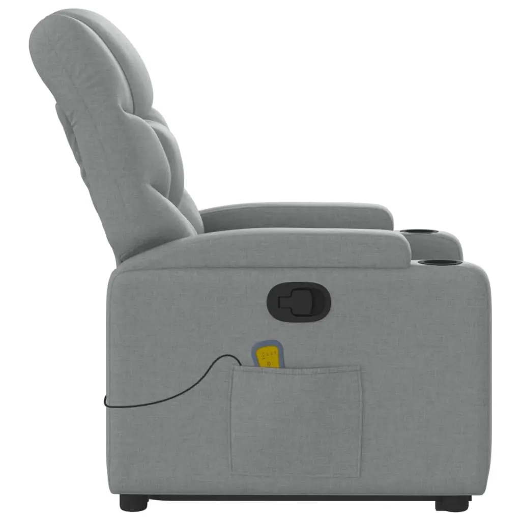 Electric Massage Recliner Chair Grey Fabric Power Lift Manual Reclining 135 Degrees