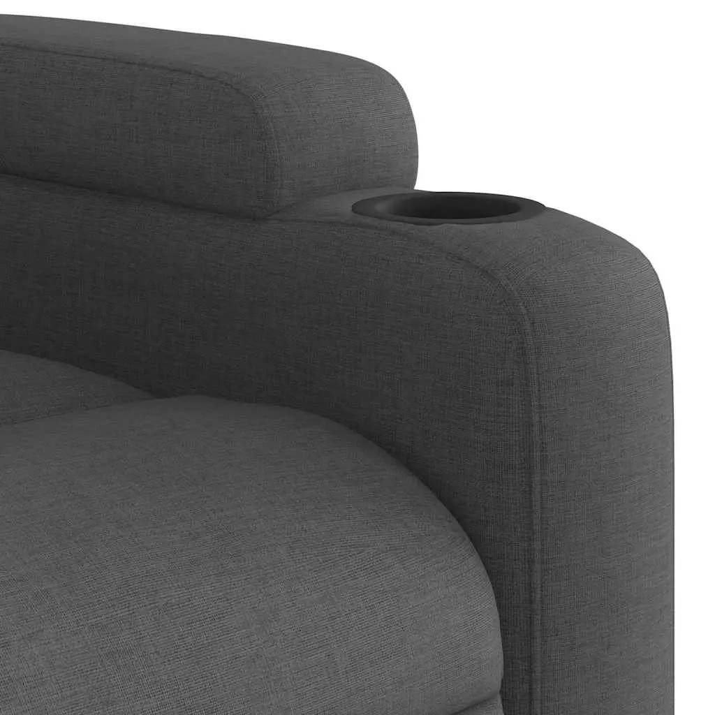 Massage Recliner Chair Grey Fabric Power Lift Manual Recline Vibration 135 Degrees