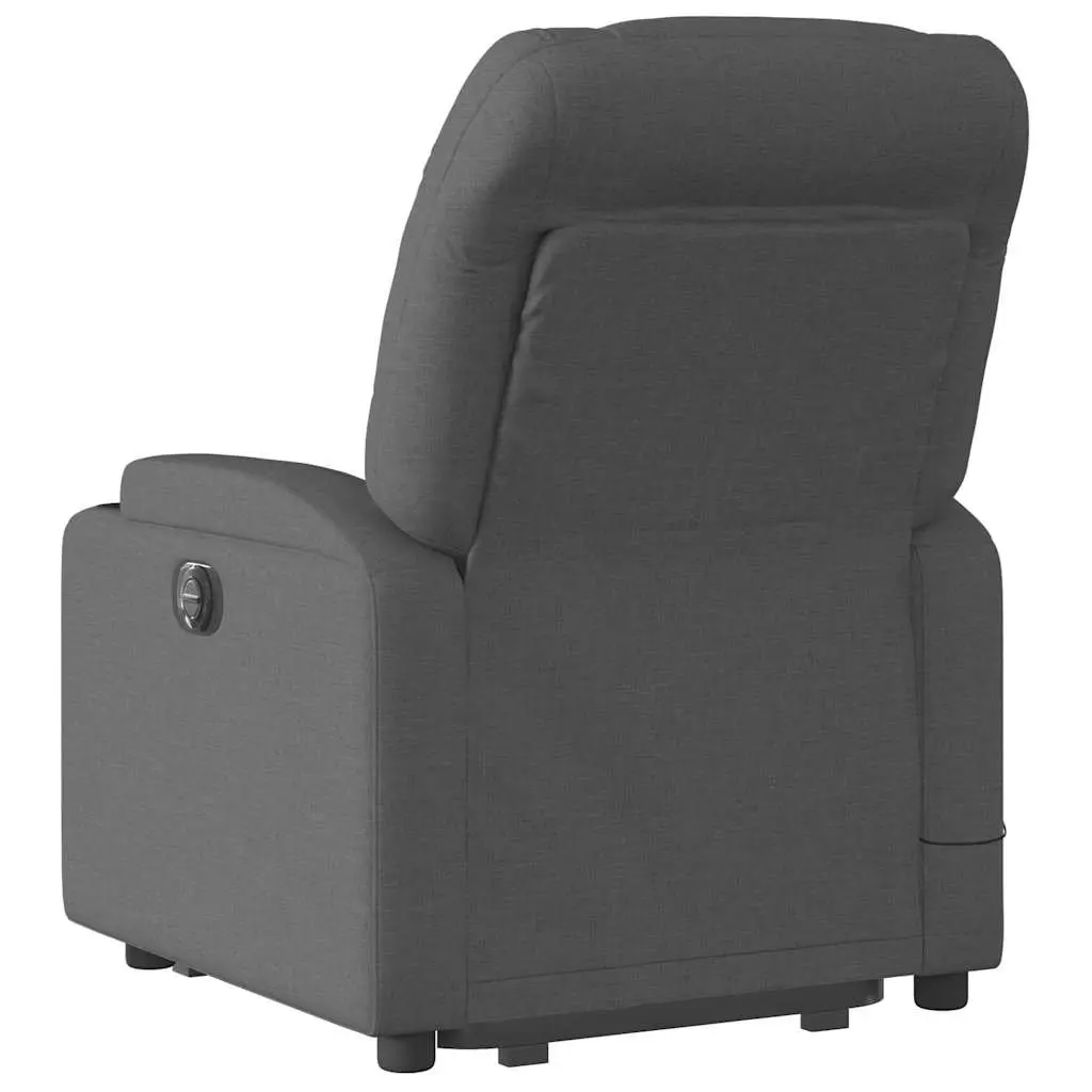 Massage Recliner Chair Grey Fabric Power Lift Manual Recline Vibration 135 Degrees
