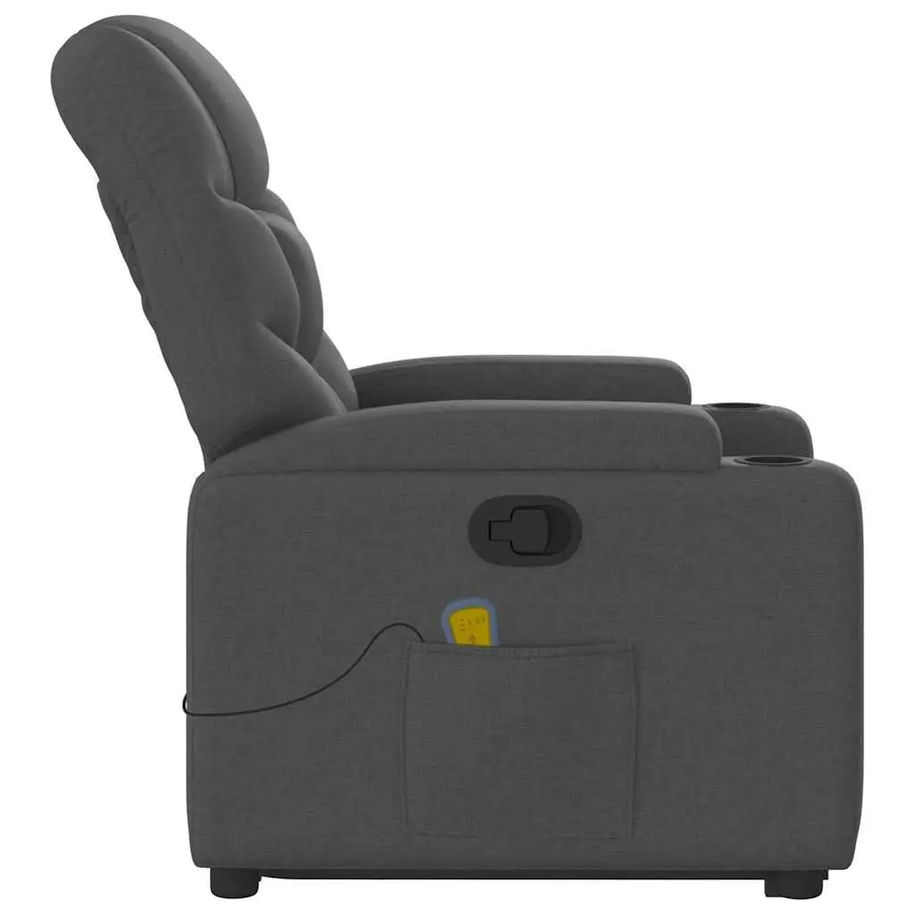 Massage Recliner Chair Grey Fabric Power Lift Manual Recline Vibration 135 Degrees