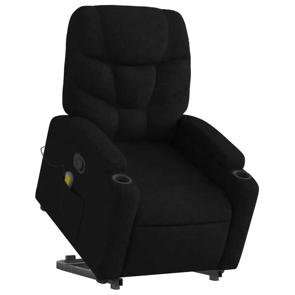 Electric Massage Recliner Chair Black Fabric Power Lift Armchair
