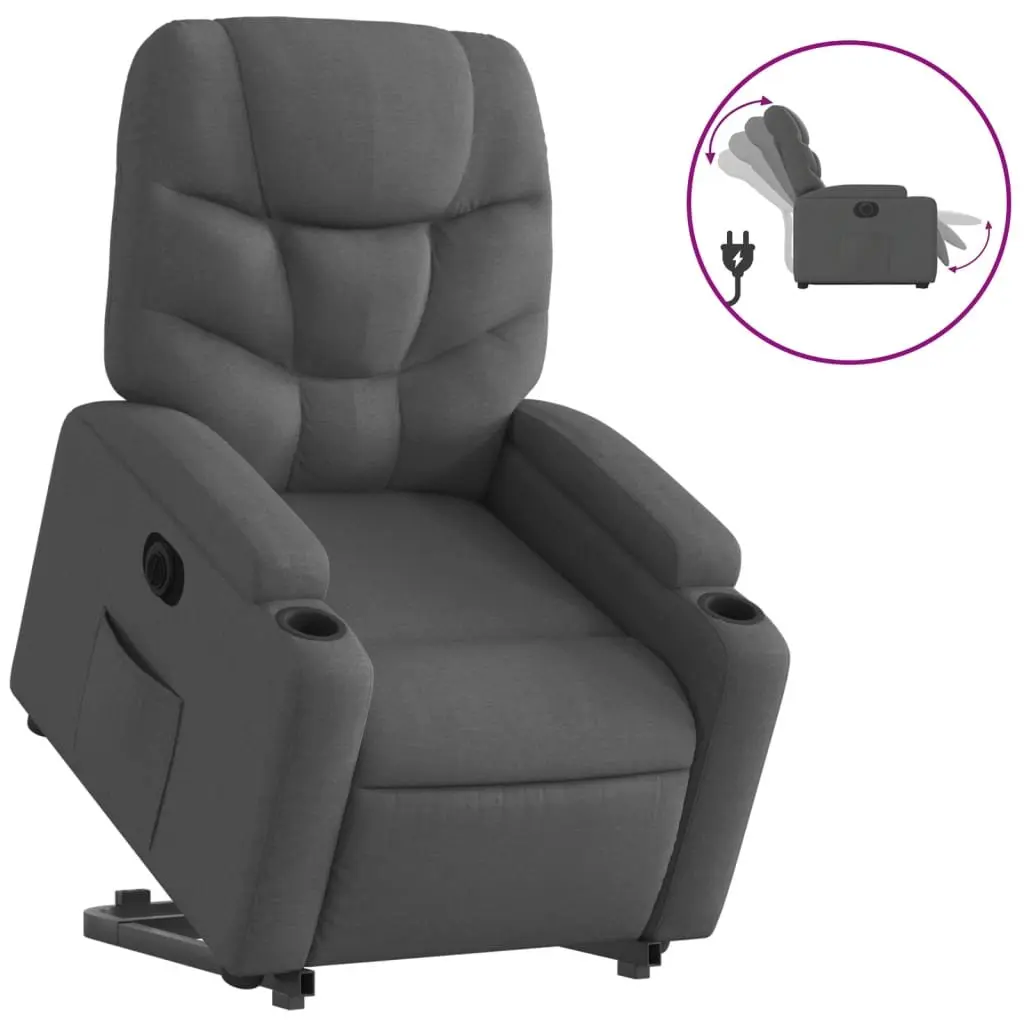 Electric Stand Up Recliner Armchair Power Lift Recline Comfort Grey Fabric