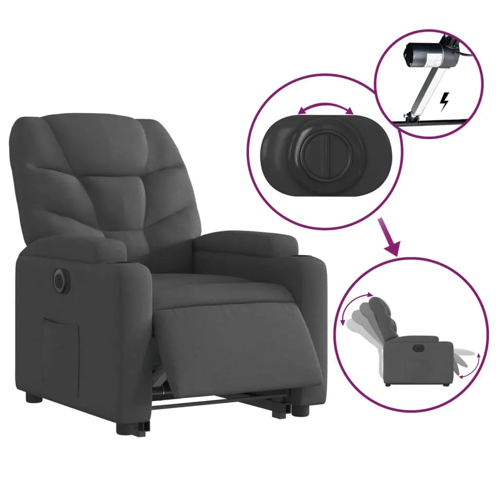 Electric Stand Up Recliner Armchair Power Lift Recline Comfort Grey Fabric