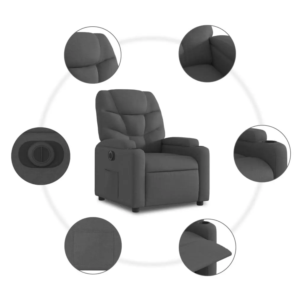 Electric Stand Up Recliner Armchair Power Lift Recline Comfort Grey Fabric