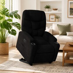Power Lift Recliner Chair in Black Fabric
