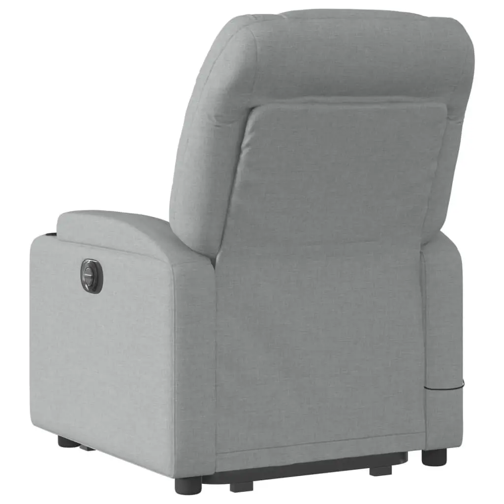 Electric Massage Chair Grey Fabric Stand Up Recliner with Power Lift and Vibration Massage