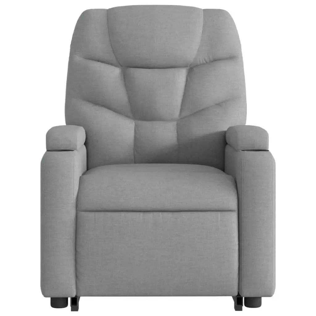 Electric Massage Chair Grey Fabric Stand Up Recliner with Power Lift and Vibration Massage
