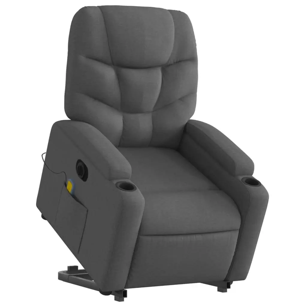 Electric Massage Recliner Chair Power Lift Grey Fabric 135 Degrees
