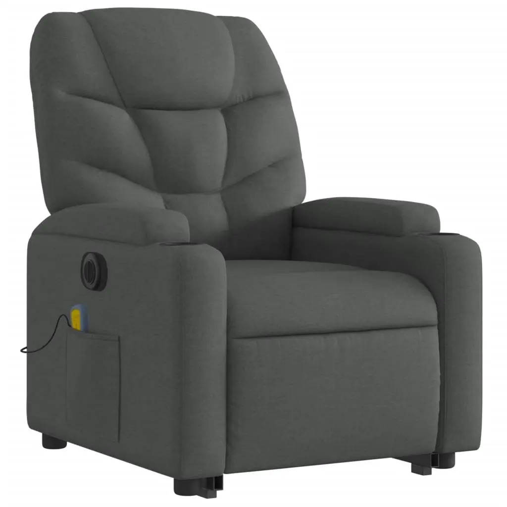 Electric Massage Recliner Chair Power Lift Grey Fabric 135 Degrees
