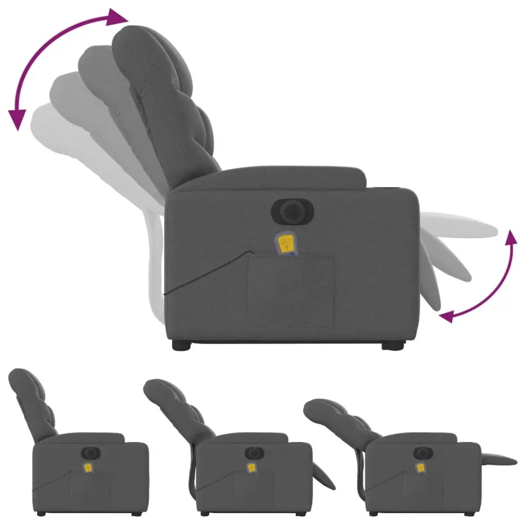 Electric Massage Recliner Chair Power Lift Grey Fabric 135 Degrees