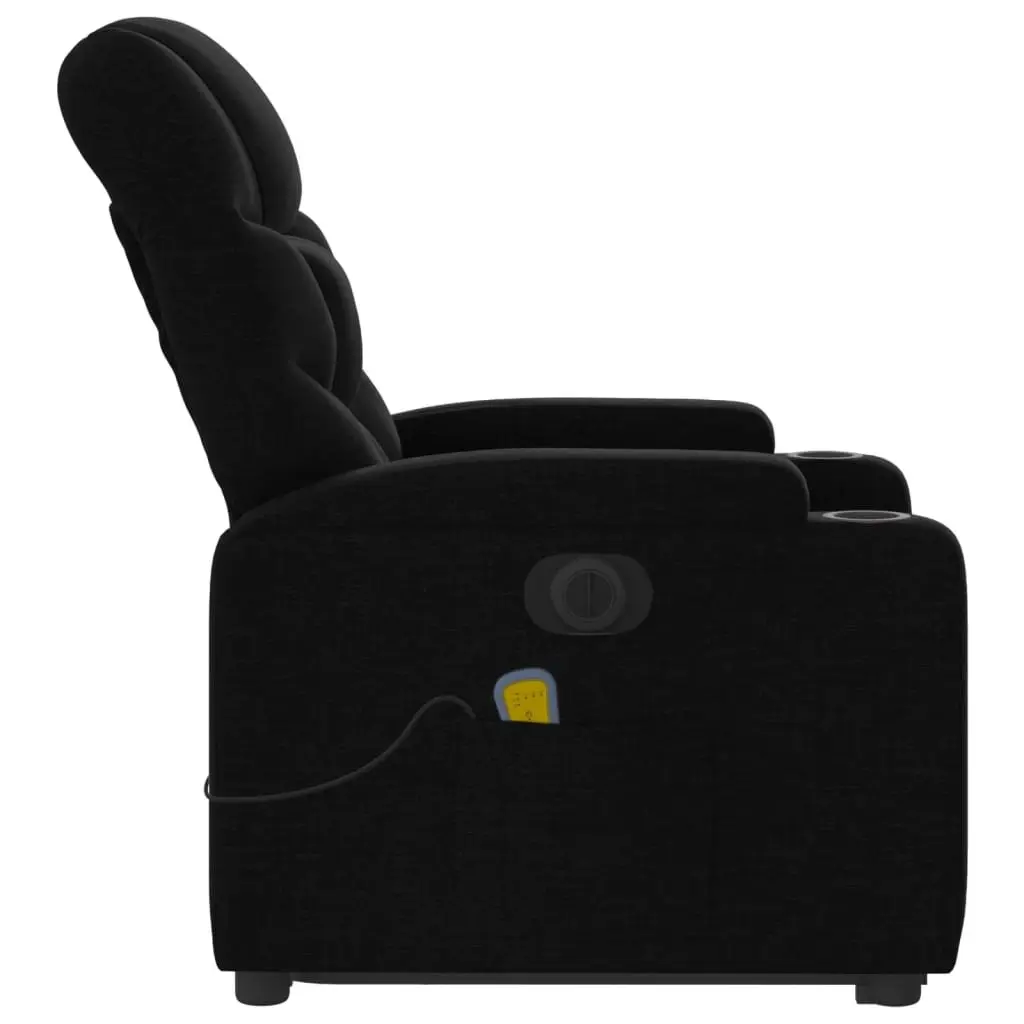 Electric Massage Recliner Chair Black Fabric Lift Recline 135 Degrees