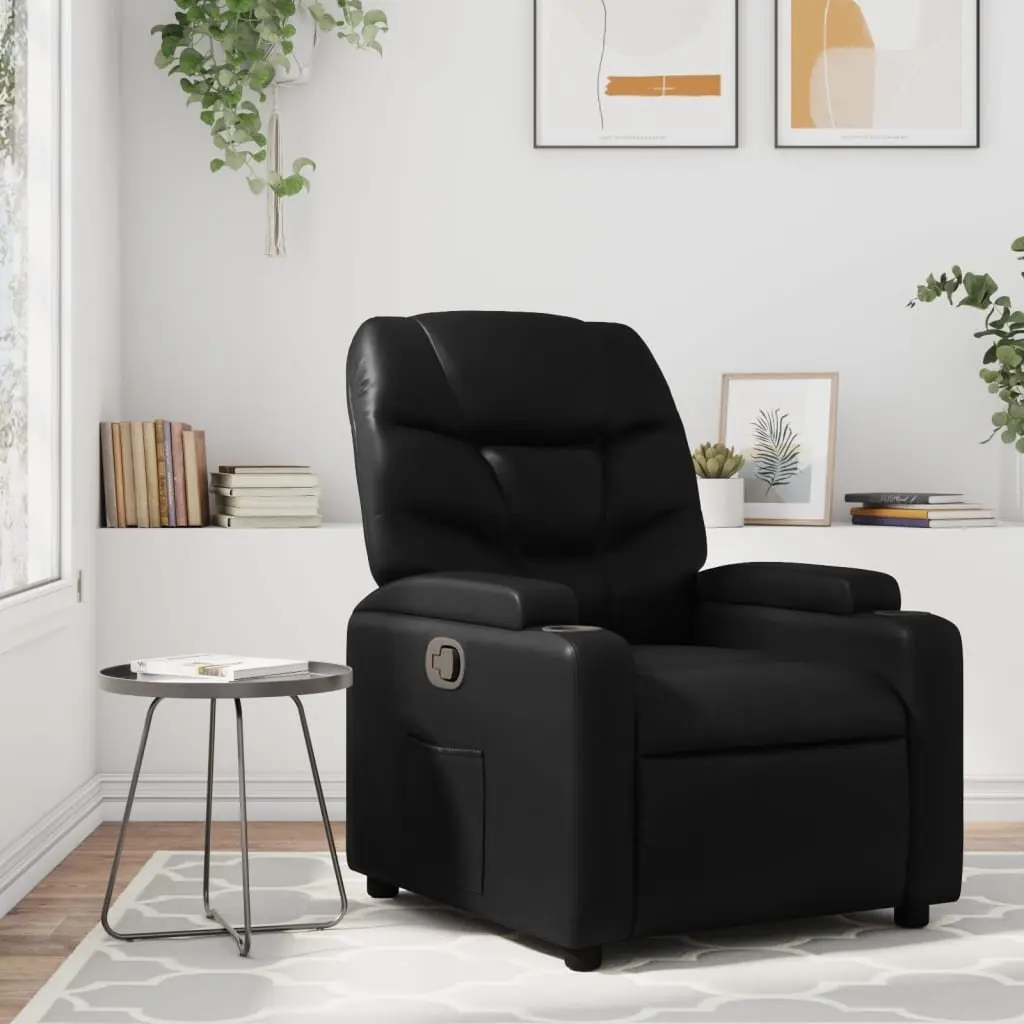 Recliner Chair Manual Reclining Armchair with Cup Holders Side Pocket Black