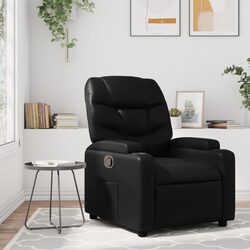 Recliner Chair Manual Reclining Armchair with Cup Holders Side Pocket Black